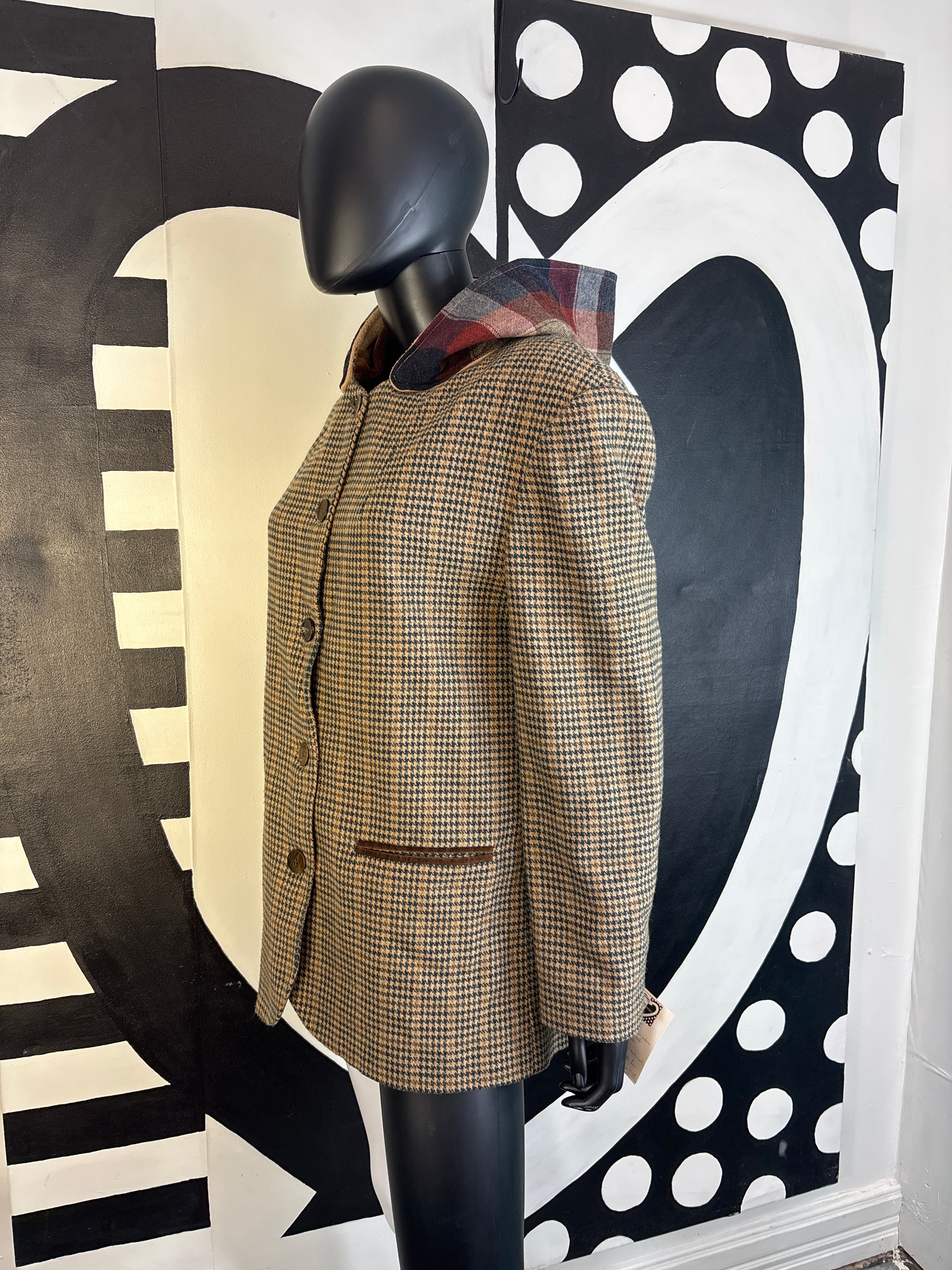 Up Cycled Houndstooth  Hoodie Sportscoat Size M /10