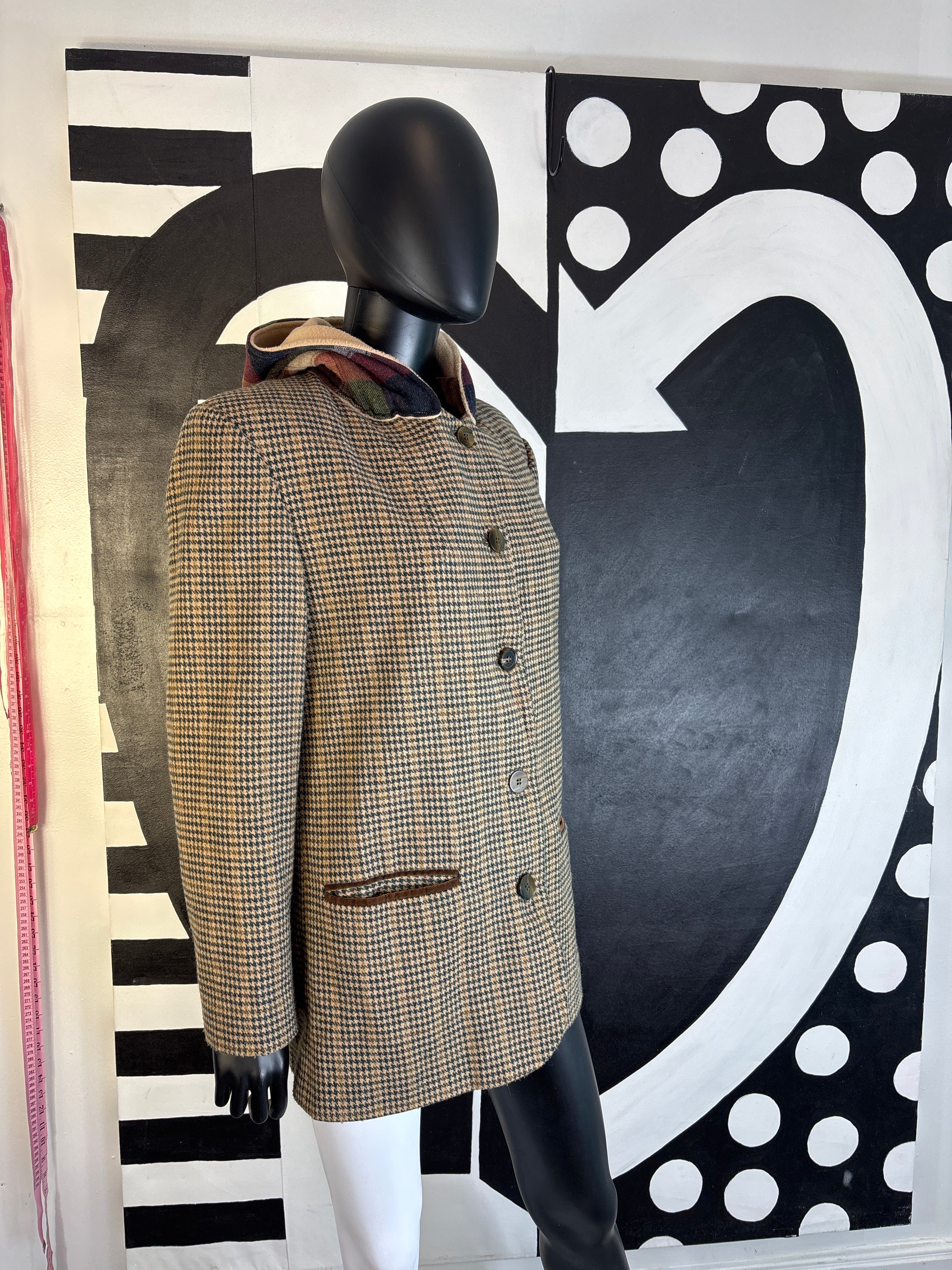 Up Cycled Houndstooth  Hoodie Sportscoat Size M /10
