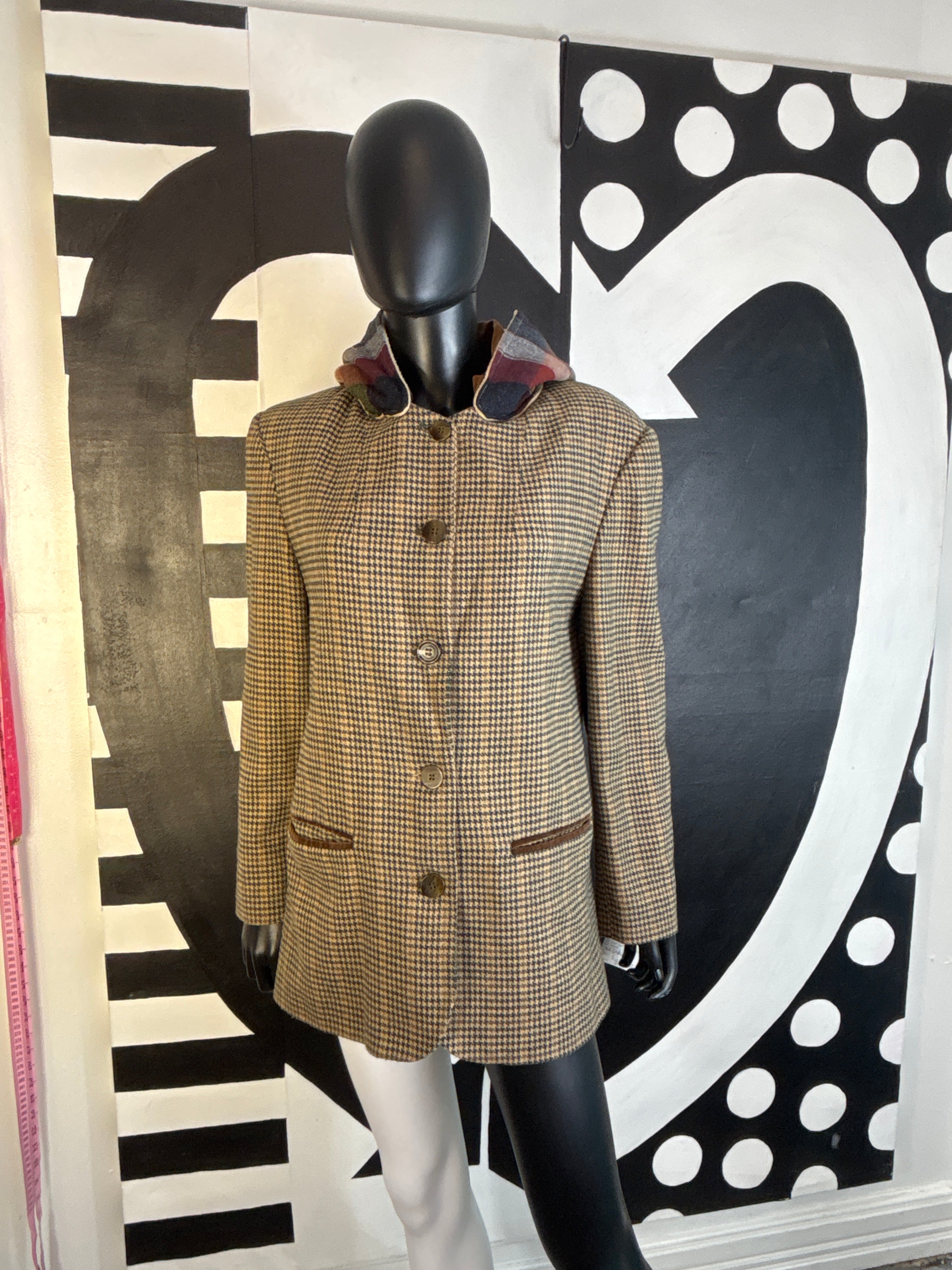 Up Cycled Houndstooth  Hoodie Sportscoat Size M /10