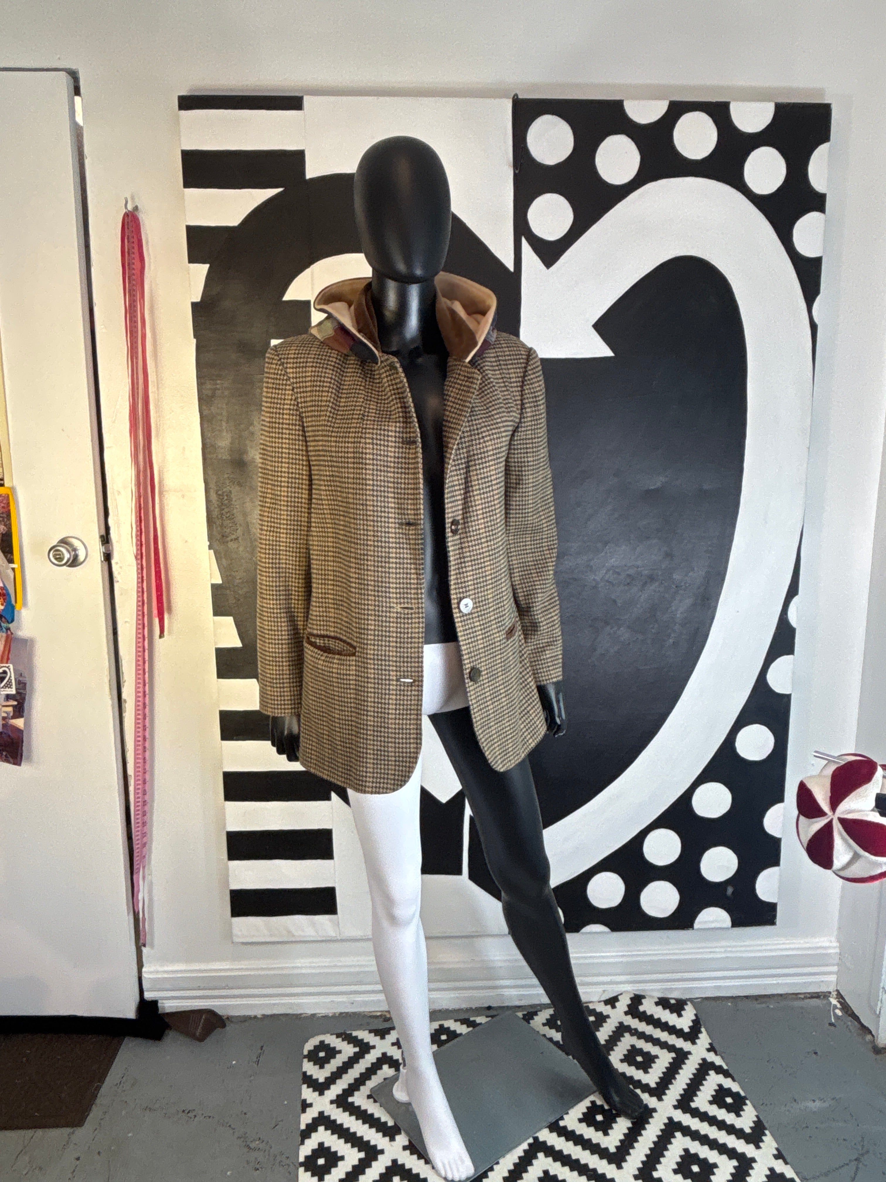 Up Cycled Houndstooth  Hoodie Sportscoat Size M /10