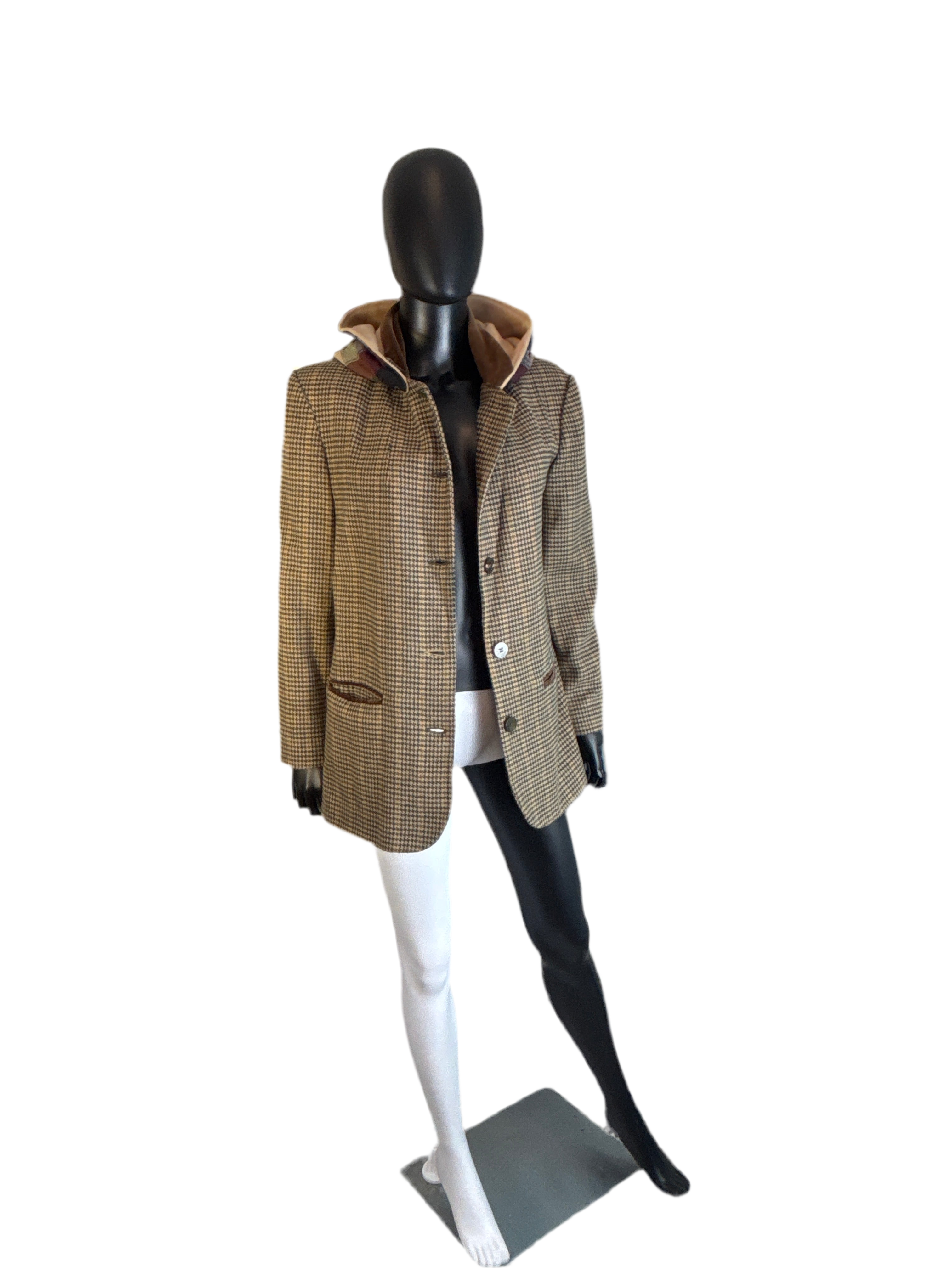 Up Cycled Houndstooth  Hoodie Sportscoat Size M /10