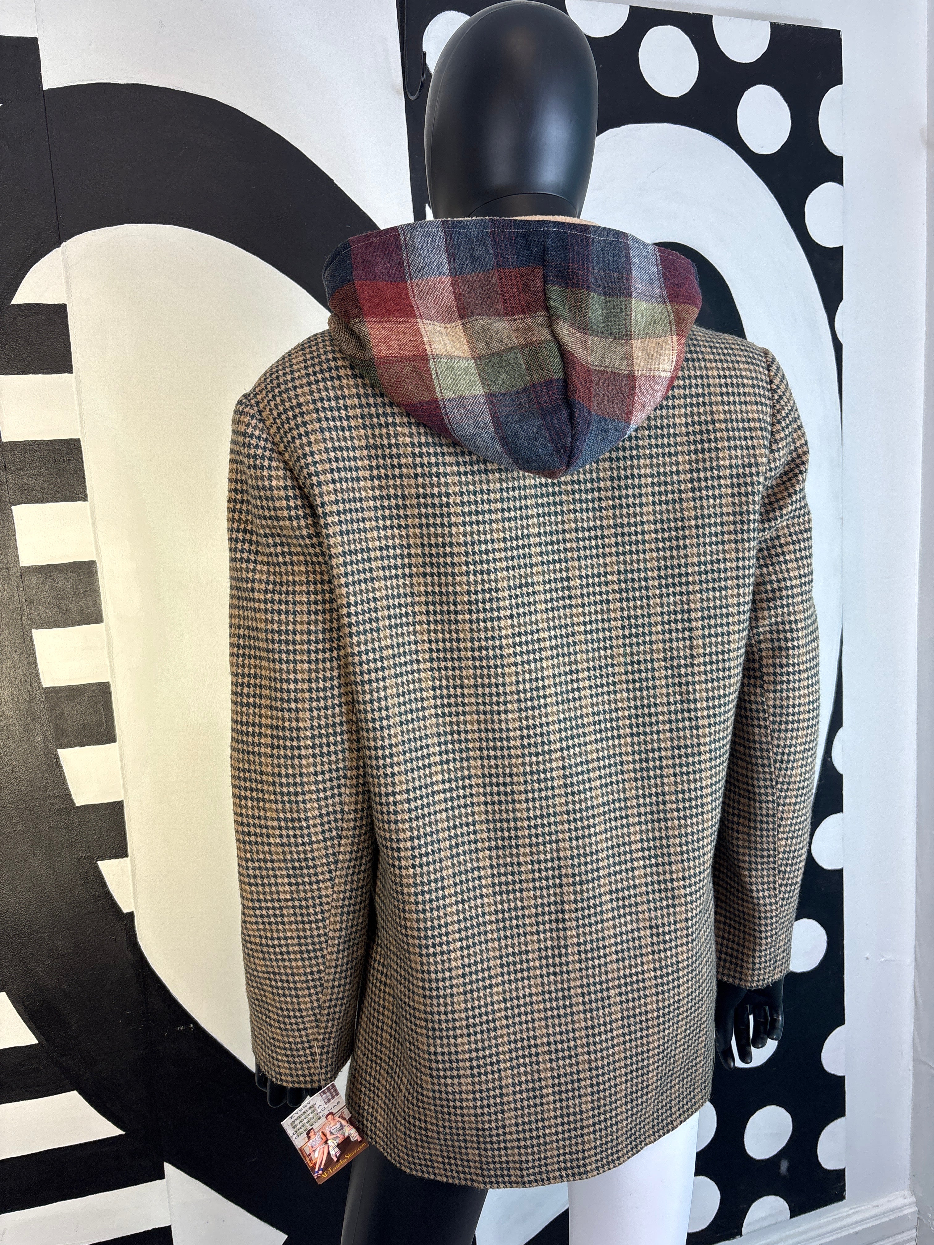 Up Cycled Houndstooth  Hoodie Sportscoat Size M /10