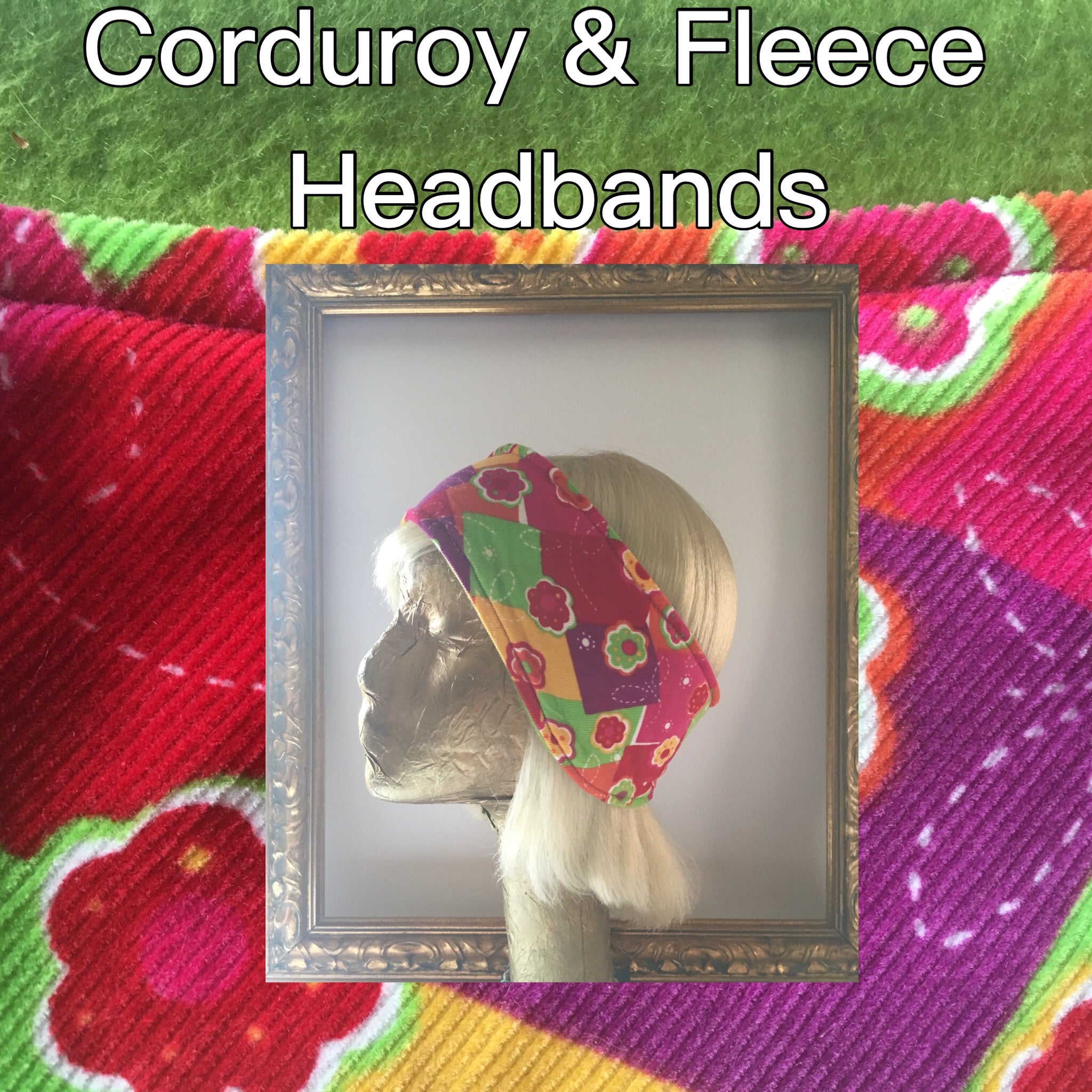 Floral Rainbow Corduroy & Fleece Headband