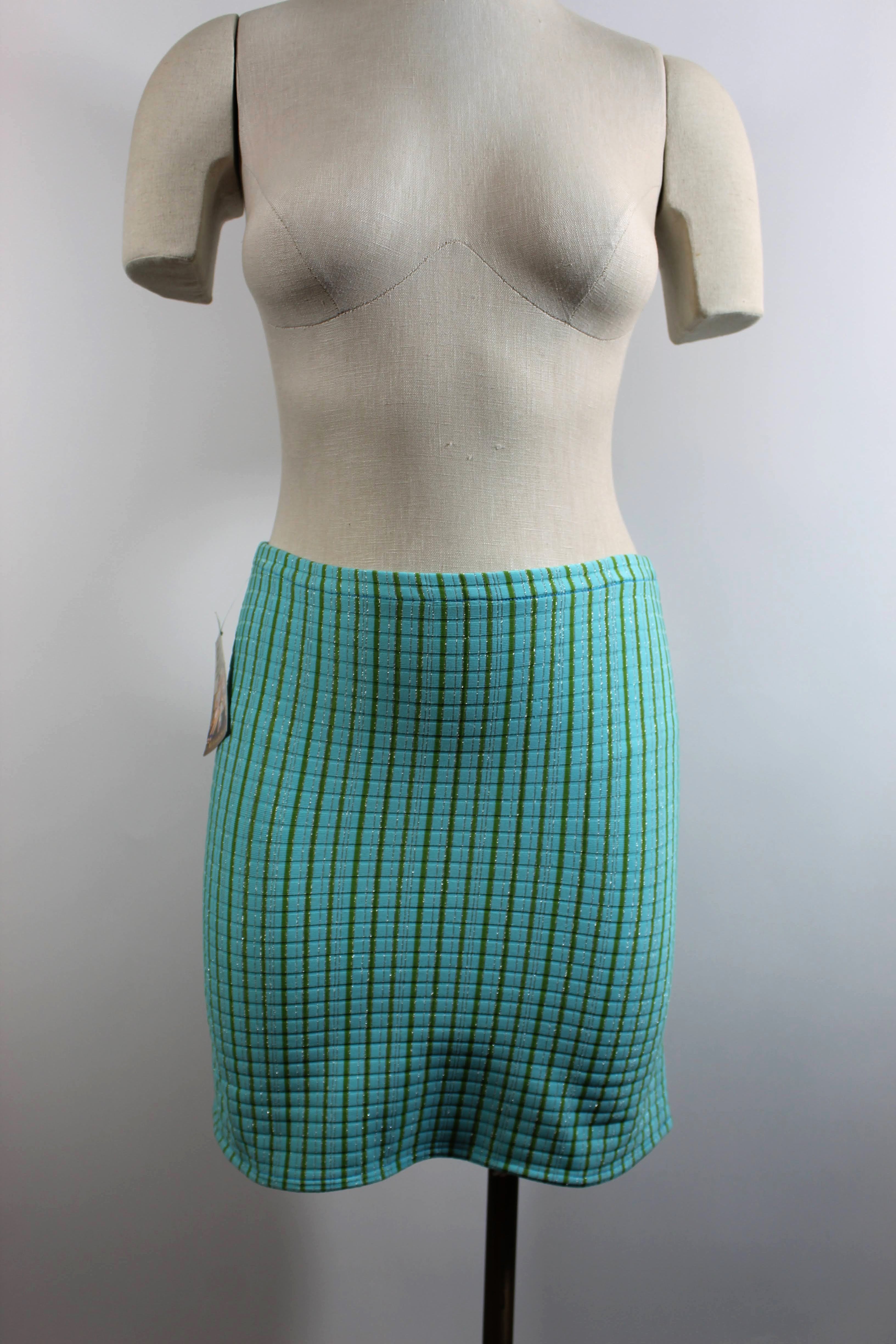Turquoise with Silver and Lime Green Retro Booty Skirt