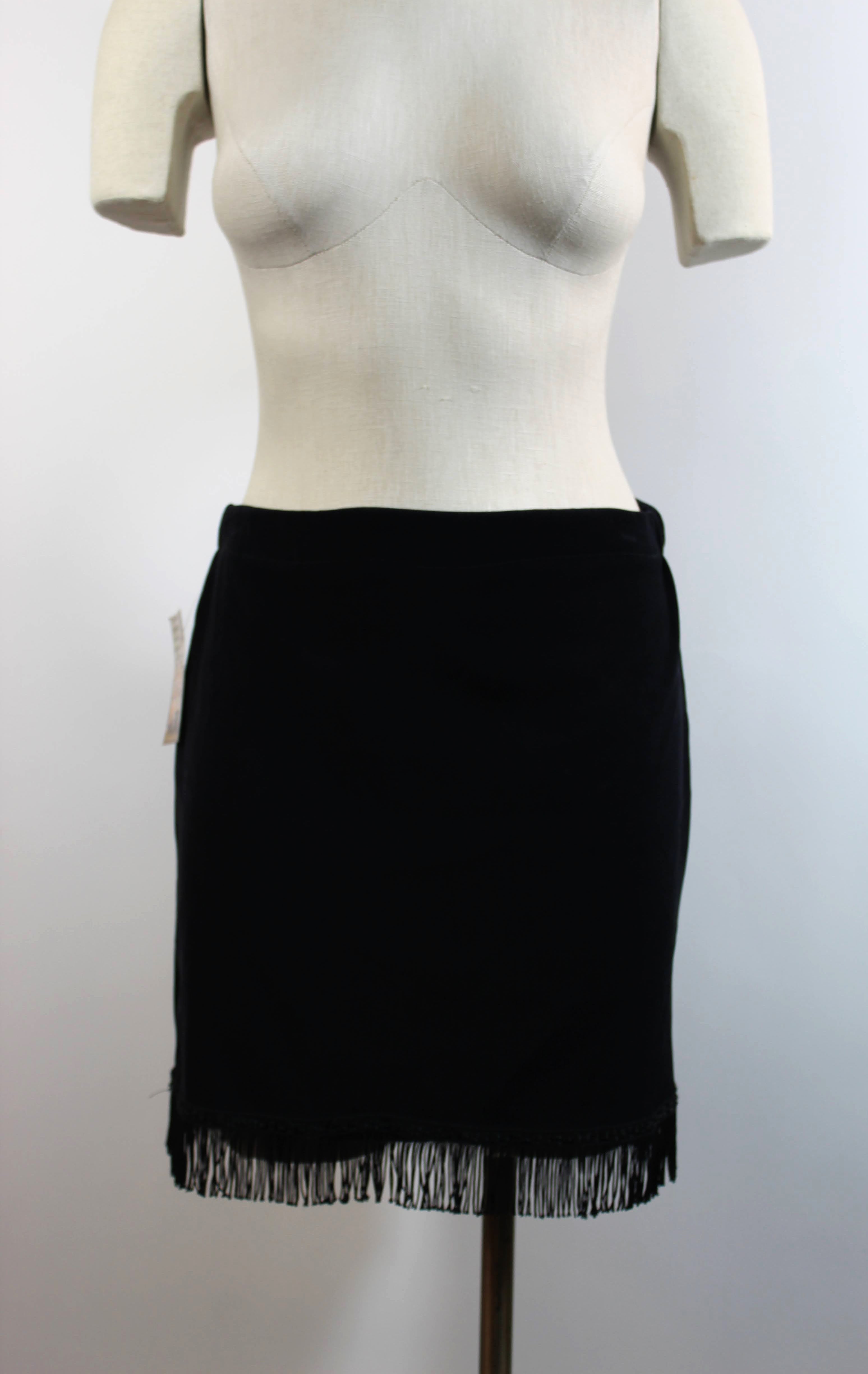 Black Velour Booty Skirt with trim