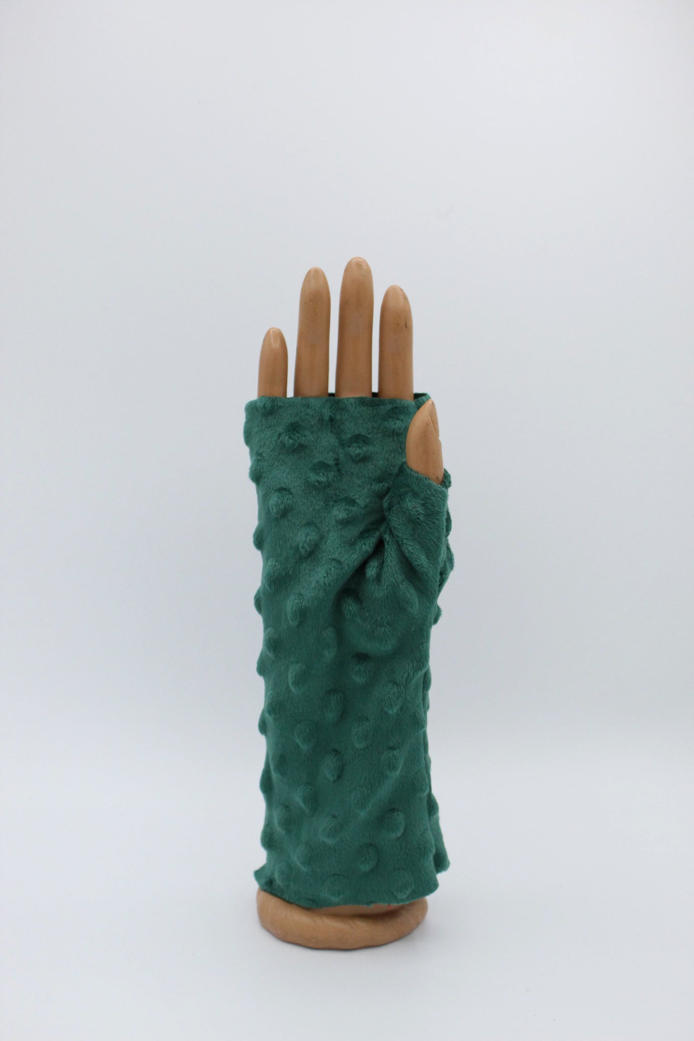 Green Minky Dot Fingerless Gloves
