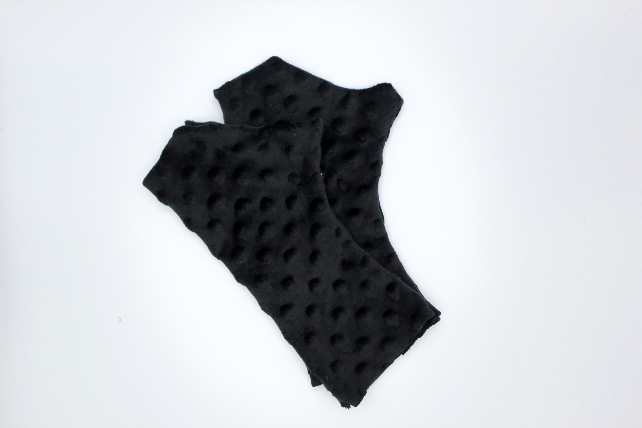 Black Minky Dot Fingerless Gloves