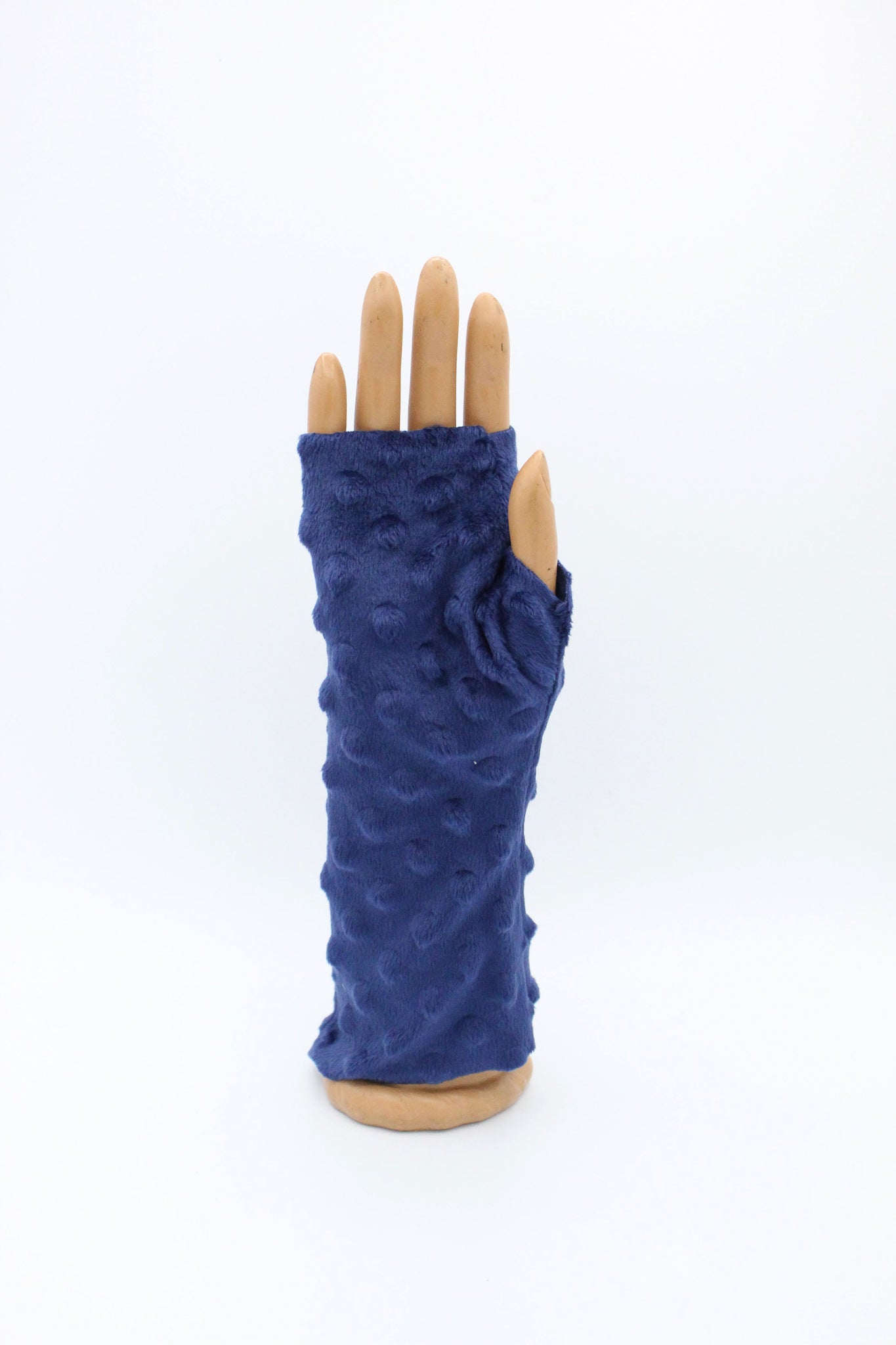 Royal Blue Minky Dot Fingerless Gloves
