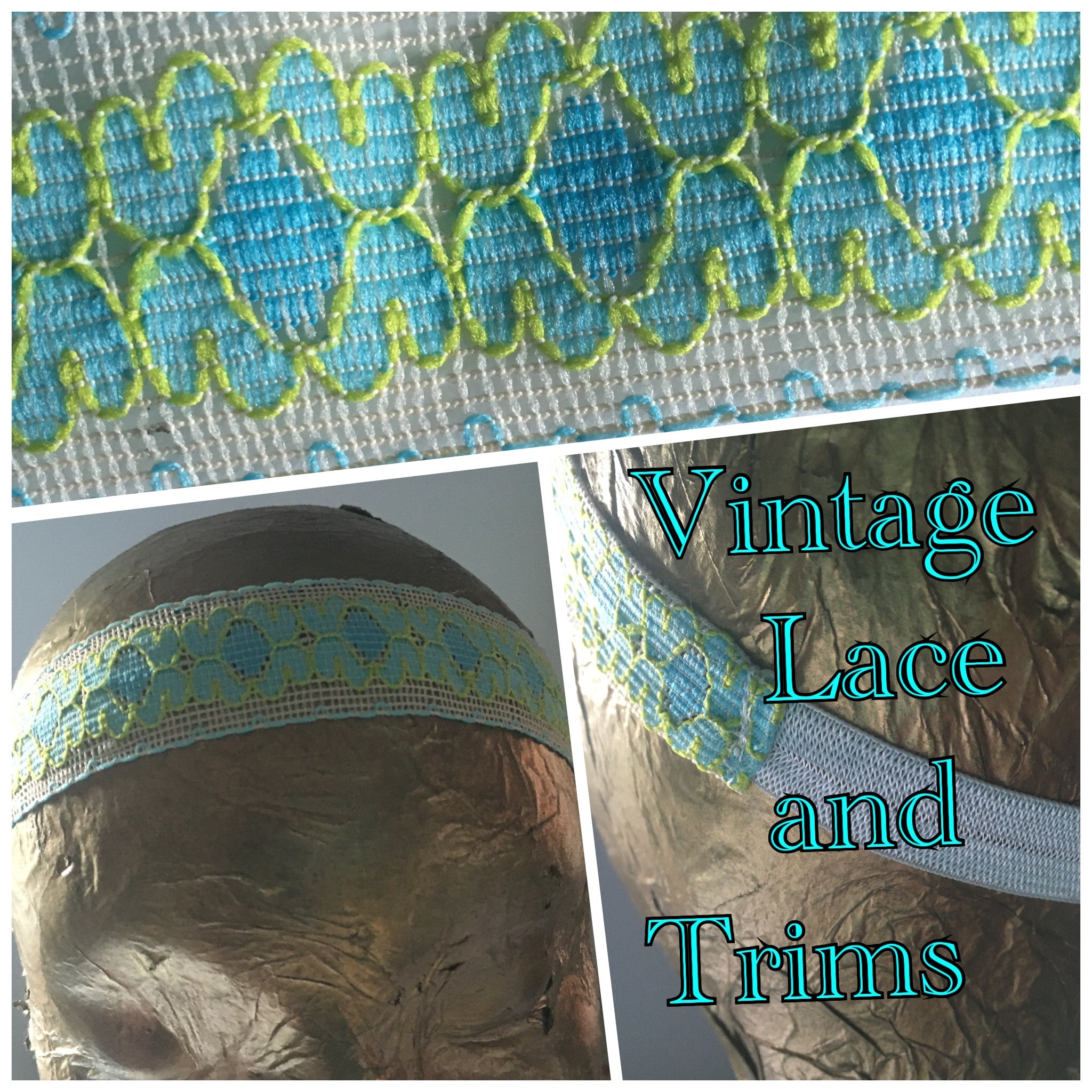Baby Blue and Leaf Green Lace Headband