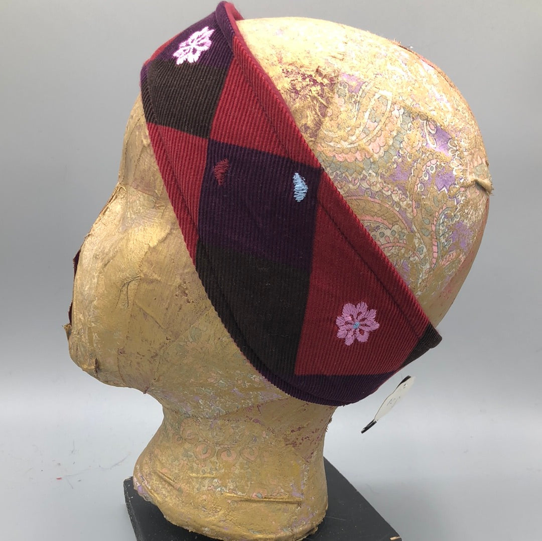 Floral Diamond Design Corderoy & Fleece Headband