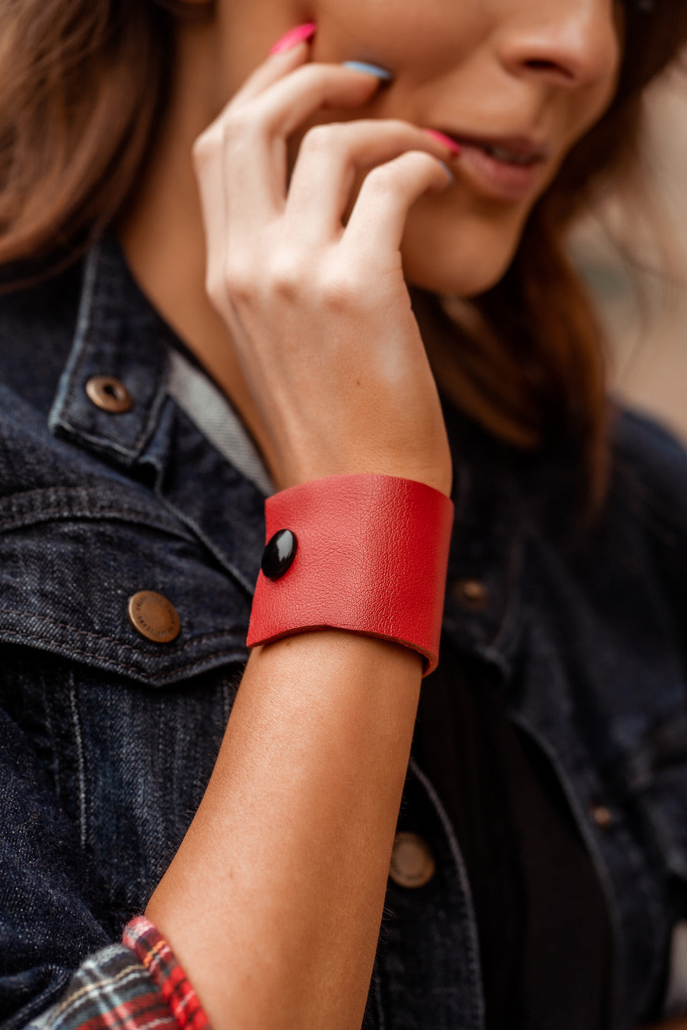 Red Leather Cuff