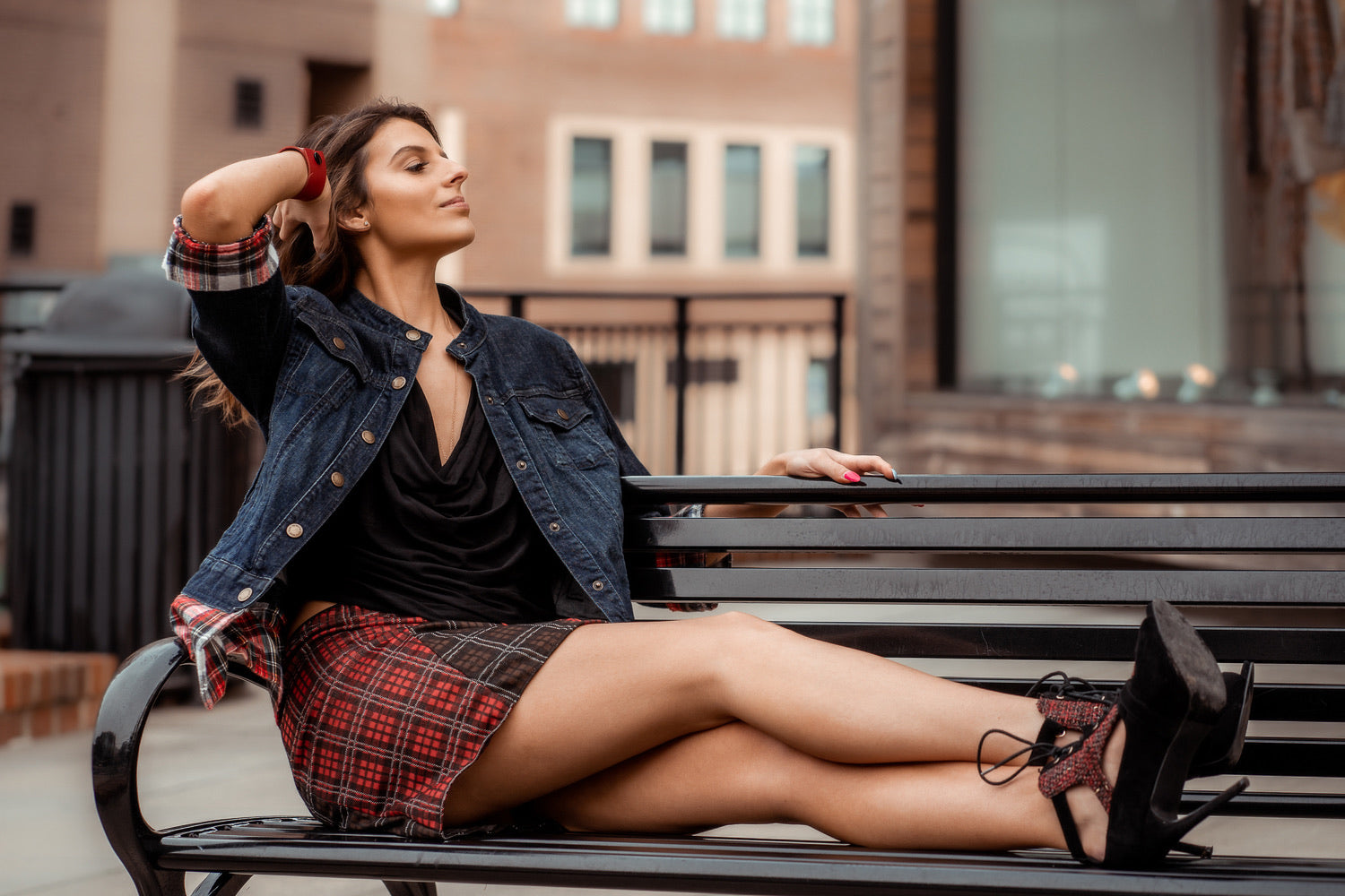 Neapolitan  Red and Brown Plaid Skirt